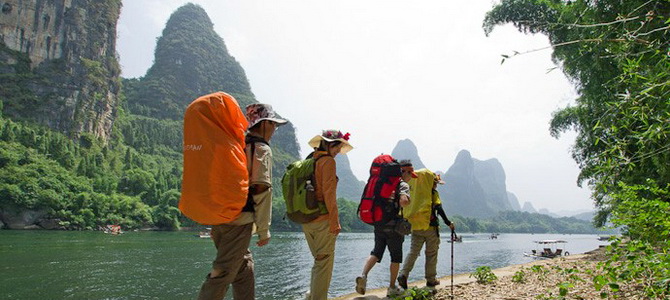 Randonnée et radeau de bambous de Yangdi à Xingping Yangshuo Guangxi