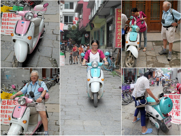 Voyage Chine Escapade, Guy C., scooter électrique à Yangshuo