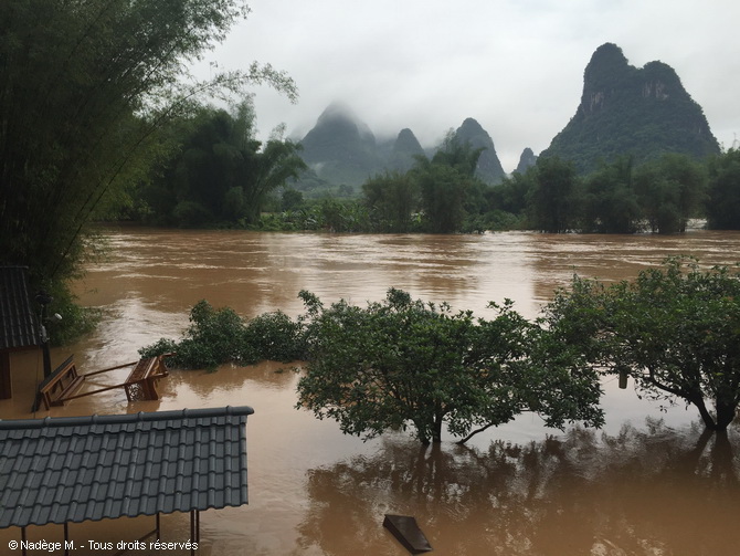 Voyage Chine Escapade, Nadège M., inondations à Yangshuo